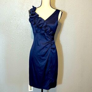 Donna Ricco women’s knee length navy blue satin dress size 6